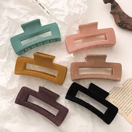 Rectangular Plush hairpin simple flocking back head large grab bath dish hair Korean hair accessories woman