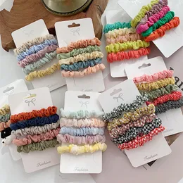 5 Pieces/Lot Scrunchie Hairband Hair Tie 11 Style Girl Hairs Accessories Satin Stretch Ponytail Holders Handmade Gift Headband 1693 B3