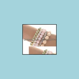 Jewelrytrendy Braccialetto in corda elastica Set Mti Layer Rose Charm Perline Braccialetti elastici in stile coreano Drop Delivery 2021 Qxavm