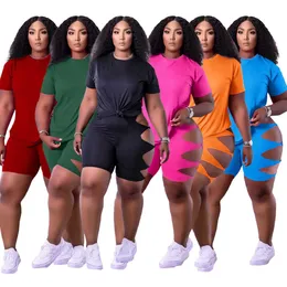 Designers Kvinnor Tracksuiter för sommar Sport Passar Kläder 2021 Mode Fritid Personlighet Två Piece Set Plus Size Shorts S-XXXL