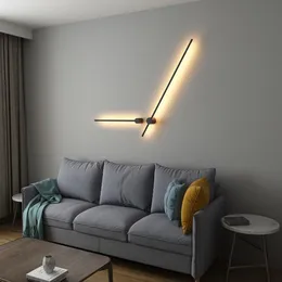 Nordic Living Room Minimalistisk bakgrund Väggdekoration Modell sovrum El Bedside Linjär LED-lampa