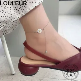 Louleur 925スターリングシルバーリトルデイジーファッションチェーン女性夏ジュエリー2021トレンドのための調節可能なアンクレット