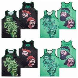 Movie BROCCOLI CITY 1980 CHEECH AND CHONG Basketball Jersey Uniform HipHop Black Green Color All Stitched Hip Hop Pure Cotton Breathable For Sport Fans Good Quality