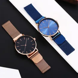 Wristwatches Mężczyźni i kobiety zegarki Brak logo Milanese magnes klamry dla dziewczyny chłopiec student bez cienkiego prostego minimalistycznego zegarka
