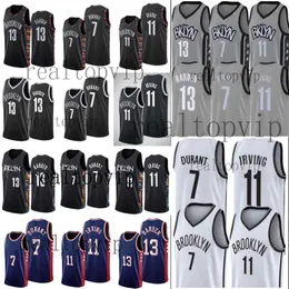 2022 Kevin Kyrie 7 Durant Mens basketball jersey 11 Irving 13 city harden black grey white blue jerseys