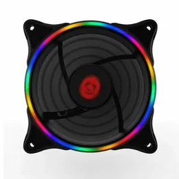 COOLMOON Neon Desktop Computer Fan 12cm RGB Arcobaleno Color LED Light Laptop PC Case Cooling Large 4P + Small 3P