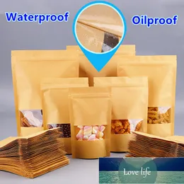 Kraft Paper High Clear Window Zip-Lock Bags Stand Up Food Dried Fruits Tea Beaf Coffee Heat Sealing Packaging Storage Pouches Factory price expert design Quality