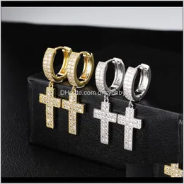 Hoop Huggie Luxury Designer Orecchini Hip Hop Gioielli Iced Out Diamond Cross Orecchino Bling Uomo Donna Orecchini a bottone Rapper Hip