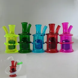 Öl DAB Rig Bong Mini Shisha Recycler Glaswasser Bongs mit 10 mm Brennerrohr Silikonschlauch Tropfspitze Perc Rauchrohre Perkolator