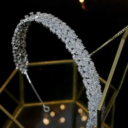 Luxury zirconia crown elegant bride wedding hair accessories headband wedding dress party jewelry X0625