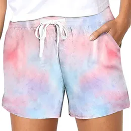 Pantaloncini da donna estivi taglie forti larghi da donna Tie Dye vita alta con coulisse abbigliamento da strada femminile mini pantaloni sportivi da jogging casual