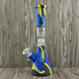 Bongo Beaker Vidro Bongo Bongo de Água Bongo Recycler Percolador Petróleo Rigs Tigela 14.4mm Silicone Fumar Bubleu Tubo Barato