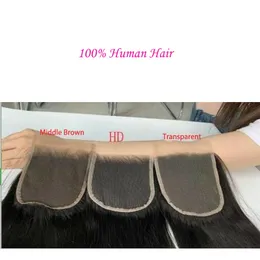 Indian Human Hair 6X6 5X5 HD Lace Closure Baby Hairs 18-22inch Natural Color Free Part Silky Straight