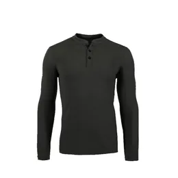 Huntsman Henley Uomo 100% lana merino Jersey Strato base Manica lunga Peso medio Top Fuori porta Camicia termica calda stile TAD 210409