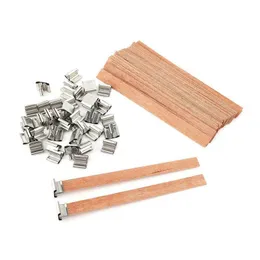 Smart Electric Toothborste 50PCS Wood Candle Wicks Natural Wick med järn Ställ miljö för att göra och DIY Craft Party