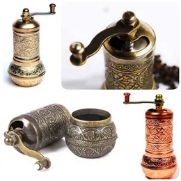 Turkish Copper Pepper Coffee Spice Salt Grinder Hand Mill Traditional Handmade 4.3 inch Kitchenware Gift Decorative Embroidered 210712