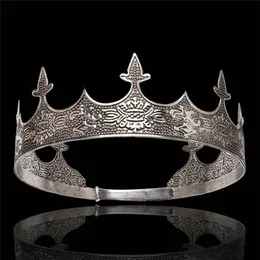 Barock Vintage Metal Circle Tiaras Royal Queen King Crown Bridal Diadem Prom Headdress Bröllop Hår Smycken Huvud Ornament 220217