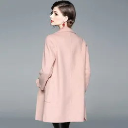 Women's autumn and winter European and American long hand double faced overcoat woolen coat 210930