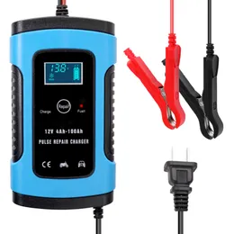 Full Automatic Car Battery Charger Power Pulse Repair Chargers Wet Dry Lead Acid Battery-chargers Digital LCD Display