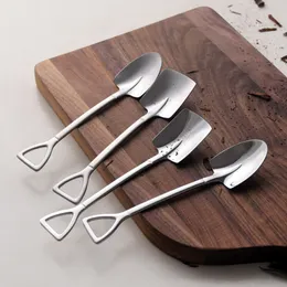 Stainless Steel Spoons Mini Shovel Shape Coffee Cake Ice Cream Desserts Fruits Spoon RH2313