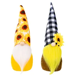 Party Supplies Sunflower Decor Gnome Summer Fall Buffalo Plaid Tiered Bricka Heminredning Thanksgiving Julprydnader XBJK2110