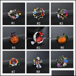 Szpilki, Broszki Biżuteria Halloween Emalia Kreskówka Czarownica Dynia Samochód Lapel Broszka Broszka Pin Dla Kobiet Mężczyzn Dzieci Moda Aessors Drop Dostawa