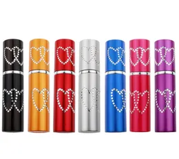 5ML Double Love Heart Woman Perfume Bottle Atomizer 2 heart Metal Aluminum Glass Empty Container Refillable Portable Gift SL31