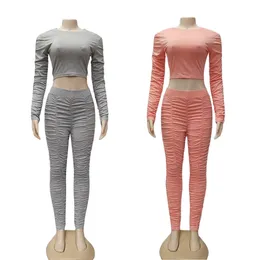 Новый женский дизайнер Spracksuits двух частей брюки спортивная одежда костюма костюма куртка розовый цвет повседневная высокое качество важные спортивные урожайные топы груды штанов