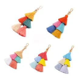 Colorful Bohemia Multilayer Tassel key ring Handbag Purse hang wall hanging keychain fashion jewelry