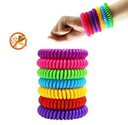 Myggavstötande armband Pestkontroll Bangle Elastisk Spiral Spiral Hand Armband Band Telefon Ring Chain Anti-Mosquito Armband Sn2702