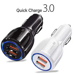 6A QC3.0 Dual USB Ports Car Chargers Snabb Charging Car Charger Adapter för iPhone 12 13 14 Samsung S8 S10 HTC Android -telefon