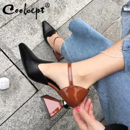 SURES Buty Coolcept Kobiety Pumpy PRAWDZIWA skóra dobra jakość retro moda kostki Specjalne obcasy rozmiar 33-40