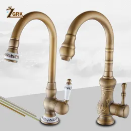 Bathroom Sink Faucets Kitchen Antique Color Cozinha Faucet Brass Swivel Spout Single Handle Vessel Mixer Tap2255