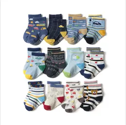 Toddler Socks Cartoon Baby Boy Floor Sock Cotton Kids Girls Socks Anti Slip Baby Girl Footsocks Car Printed 120lots DW4554