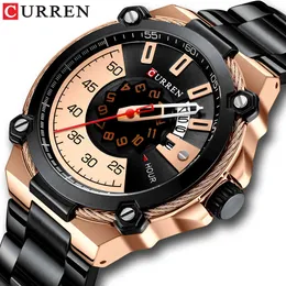 Märke Män Rostfritt Stål Business Klockor Curren Quartz Militär Watch Fashion Causal Male Clock Auto Date Relogio Homem Q0524