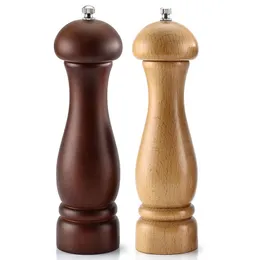 Wooden Manual Pepper Mills, Spices Shakers with Adjustable Ceramic Core, Classic Sea Salt Grinders Set, Kitchen Gadgets