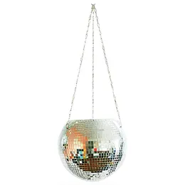 Inne ogrodowe dostawy disco ball wiszące doniczka do roślin wewnętrznych czeski styl sadzarki garnki liny lustro koszyk