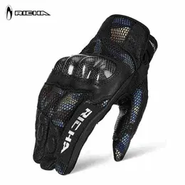 Richa Motorcykelhandskar Kolfibermaterial Man Kvinna Racing Motocicleta Touch Screen Motocross Guantes Moto Drop Resistent H1022