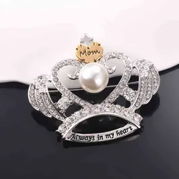 Metal Crystal Crown Brooch Pins urn Brooches for Mom Always in my heart Cremation Urns Memorial Jewelry Dropshiping