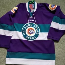 Personalizza l'annata Orlando Solar Bears ghiaccio # 21 Connor Goggin Hockey Jersey Ricamo cucito o personalizza qualsiasi nome o numero retrò Jersey