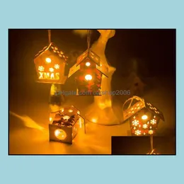 Christmas Decorations Festive & Party Supplies Home Garden Wooden House For Festival Kids Children Gift Diy Gifts With Electric Shining Cand
