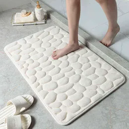 Cobblestone Embossed Bathroom Bath Mat Non-slip Carpets In Wash Basin Bathtub Side Floor Rug Shower Room Doormat Memory Foam Pad 211109