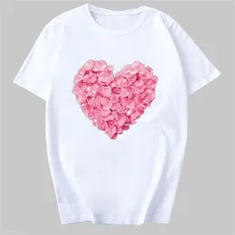 Rosa hjärta blomma tryck t-shirt kvinnor casual rolig tshirt present 90s dam tjej kvinnlig skjortor streetwear ee hipster op kläder 210623