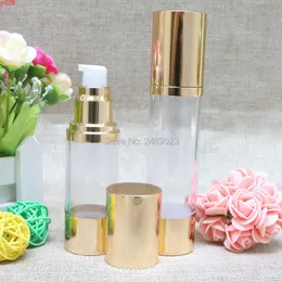 30ml 50 ml 밝은 골드 고급 재충전 가능한 병 휴대용 에어리스 펌프 디스펜서 병 여행 로션 100pcs / lothigh 수량