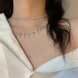 Pendant Necklaces Origin Summer Temperament Bling Wave Rhinestone Chokers Necklace For Women Girls Exquisite Tassel Jewellery