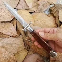 9 tum italiensk mafia damascus automatisk fickkniv utomhus orm trä jakt auto taktiska knivar bm 3400 4600 3551 gudfader 920 UT85 UT88 9000 7150 7850