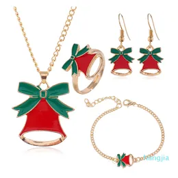 Christmas Gift Series Necklace Santa Claus Bell Festive Party Decorations Earrings Necklaces Bracelet Multi-Piece Set