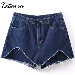 Tataria Sexy Denim Spodenki Dla Kobiet Plus Rozmiar Wysoka Paistia Kobieta Vintage Mini Bawełna Szczupły Dżinsy Krótkie Feminino 210514