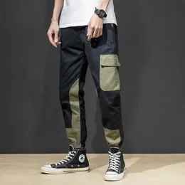 2021 Patchwork Kieszenie Cargo Harem Spodnie męskie Hip Hop Casual Jogger Tatical Spodnie Harajuku Streetwear Męskie spodnie Y0927