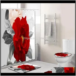 Akcesoria akcesoriów domowe dostawa ogrodu 2021 4PCS eleganckie kwiaty wzór prysznic toaletowa mata bez poślizgu Zestaw dywanika w łazience